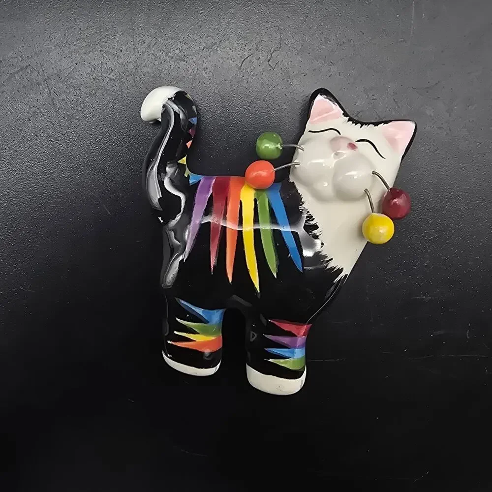 Ceramic Rainbow Cat Brooch Brooch LGBTQ Pride Cat Lover Gift